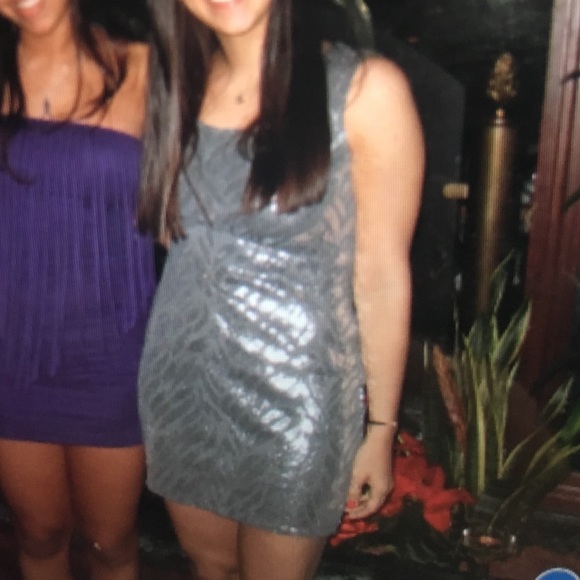 Aqua Silver and Gray Sequin Party Dress - Picture 3 of 4